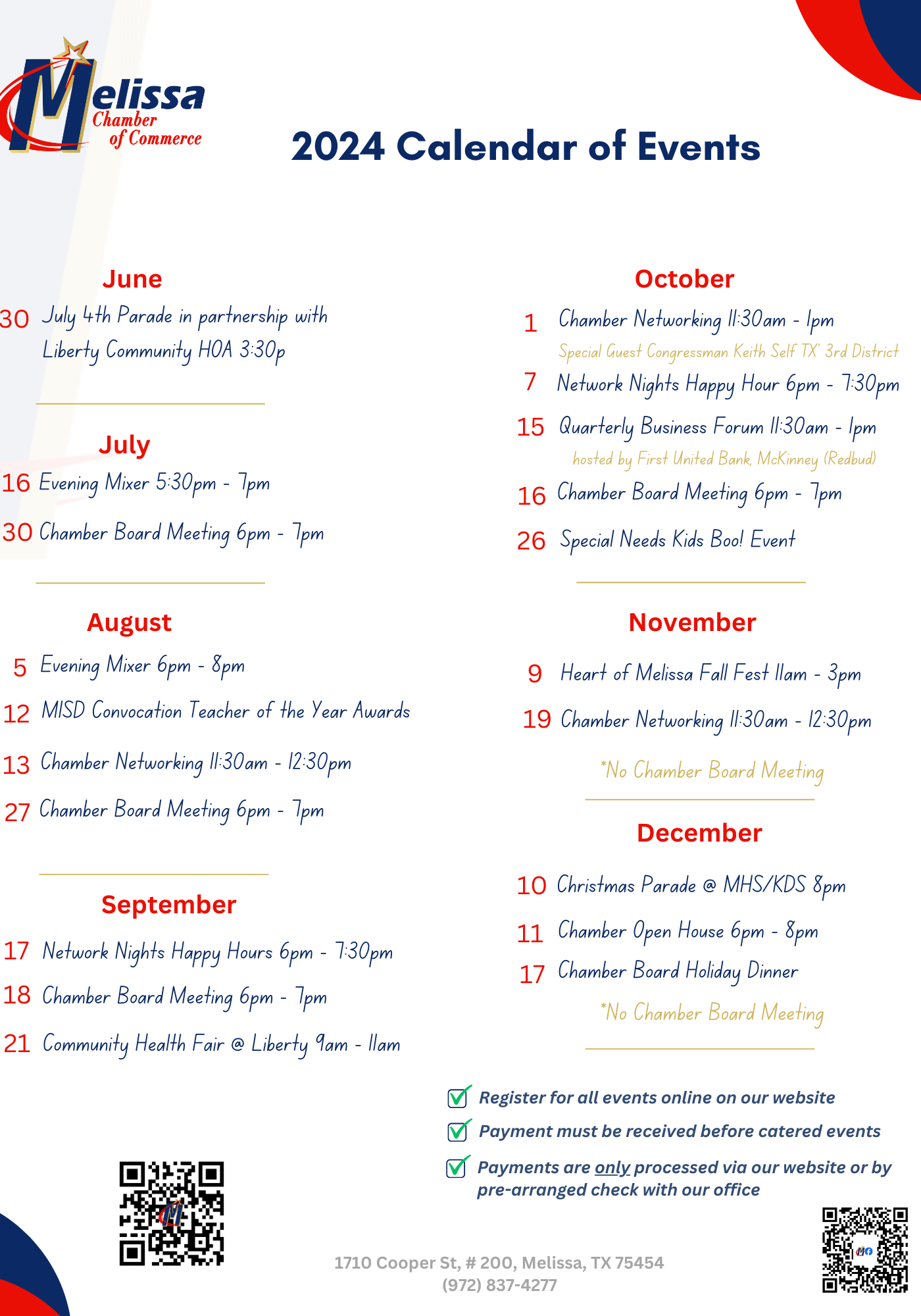 2024 Calendar of Events